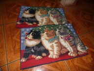 Komplet żakardowych podkładek w koty - 32 cm x 48 cm
