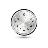 Zegarek Samochodowy Srebrny Metalik - QUARTZ Dekoracja do Auta Chrom Silver