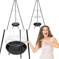 PALENISKO OGRODOWE GRILL TRÓJNÓG OGNISKOWY WISZĄCY DUŻY 50CM NIERDZEWNY