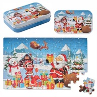 PUZZLE ŚWIĄTECZNE w PUSZCZE Drewniane 60 elementów Dla Dzieci Układanka