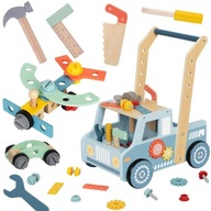 TOOKY TOY Drewniany Warsztat STEM 3w1 – Klocki Konstrukcyjne Pchacz Auto