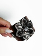 Boho bransoletka w kolorze starego złota z cyrkoniami szeroka boho/vintage