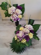 WIĄZANKA STROIK KOMPOZYCJA NA CMENTARZ SZTUCZNE KWIATY komplet! TANIO!!