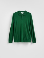 RESERVED wiskozowy sweter polo regular fit zielony XL