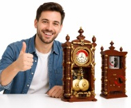 751PCS ZABAWKA DO BUDOWANIA BRĄZOWY VINTAGE ZEGAR, KREATYWNA DEKORACJA DOMU