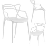 KRZESŁO AŻUROWE LOFT BIAŁE NOWOCZESNE FOTEL PLASTIKOWE OGRODOWE PREMIUM