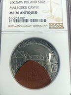20 zł Zamek w Malborku 2002 NGC MS 70 MAX NOTA IDEAŁ