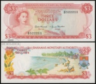 BNE - BAHAMA WYSPY 3 Dollars Dolary 1968 B 522211 # P28 # BAHAMY # UNC