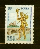 FRANCJA** Kongres filatelistów w Tours, rzeźba, most, katedra Mi 3537