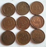 moneta Finlandia przedwojenna 25 pennia Cu 1940 1941 1942 1943