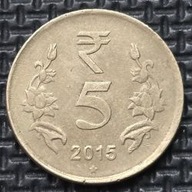 *INDIE [1928]*5 rupii 2015 *znak menniczy Hajdarabad, kwiaty Lotos
