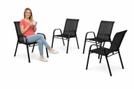 Krzesła ogrodowe 4 szt czarne metalowe balkon taras mocne