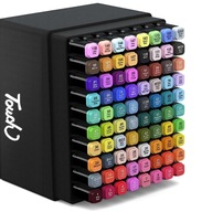 MARKERY ALKOHOLOWE 80 SZT FLAMASTRY PISAKI MAZAKI DWUSTRONNE + GRATIS TORBA