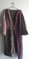 Długi designerski kardigan handmade sweter midi