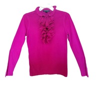 Ralph Lauren – Elegancka Bluzka Różowa z Żabotem – Rozmiar 34 / XS