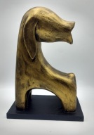 PIES drewniana ARTYSTYCZNA rzeźba kol. ZŁOTY 25 cm MODNA