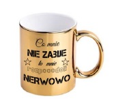 Zabawny złoty kubek do kawy praca na urodziny na prezent