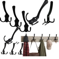 Wieszak Meblowy Potrójny Czarny Mat – Zestaw 3 Sztuki