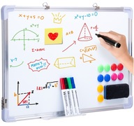 TABLICA MAGNETYCZNA SUCHOŚCIERALNA BIAŁA DWUSTRONNA 60x40 CM + AKCESORIA