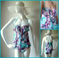 Bikini Tankini M 38B strój kąpielowy bikini top falbana carmen miętowe