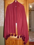 Duży ciepły kaszmirowy szal futrzane pompony