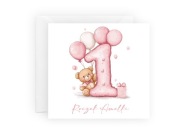 KARTKA Z ŻYCZENIAMI NA ROCZEK DLA DZIEWCZYNKI + KOPERTA