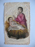 ZACHOWAJ CZYSTOŚĆ SWOJEGO SERCA JEZUSEK przedw. ŚW. OBRAZEK-KORONKA XIX w.