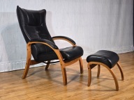 Duński fotel z podnóżkiem, 'CONFORM', Skóra, Design (235)