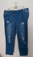 Niebieskie elastyczne jeansy rurki skinny wysoki stan przetarcia 48