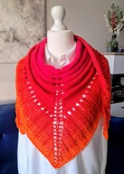 OLBRZYMIA W PIĘKNYCH RÓŻOWO/CZERWONO/POMARAŃCZOWYCH BARWACH CHUSTA OMBRE