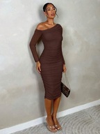 SUKIENKA MARSZCZONA -BRĄZOWY