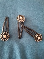 SPINKA 3 szt czarne złote vintage modne retro anime perła róża