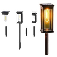 Lampa Solarna Led Ogrodowa Wbijana Latarenka Ciepla Biel IP65 Mocna Bateria