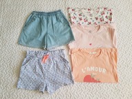 Cool Club spodenki 2szt i 3 bluzki w kwiatki roz 128