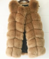 KAMIZELKA FUTRZANA LISY z lisów brązowa beż ruda