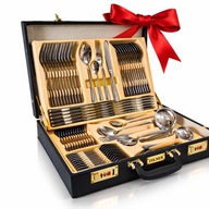 Komplet sztućców stal nierdzewna 72 el. dla 12 osób w walizce