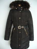 PLASZCZ zimowy CZARNY FUTERKA ALA JENOT 38 40
