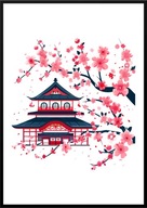 A2 PLAKAT OBRAZ JAPONIA AZJA KWITNĄCA WIŚNIA SAKURA DOM JAPOŃSKI