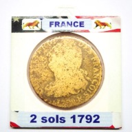 2 sols 1972 Królestwo Francji Król Louis XVI moneta
