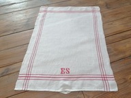 BAWEŁNIANA ŚCIERKA DO TALERZY CZERWONE PASY MONOGRAM PĘTELKI 54 x 75 B