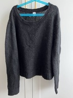 SWETER DAMSKI H&M czarny tkany z domieszką wełny r. 36 S