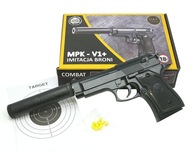 PISTOLET METALOWY Z TŁUMIKIEM Na Kulki Plastikowe V1+ BERETTA Mini 6 mm BB