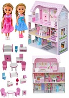 20w1 ZESTAW DOMEK DLA LALEK DOM DREWNIANY Z MEBLAMI + 2 LALKI GRATIS