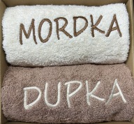 PREZENT KOMPLET RĘCZNIKÓW KĄPIELOWYCH MORDKA DUPKA 100X50 ZESTAW 2 sztuki