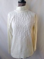 Półgolf biały/ecru prążkowany - M/L