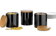 ESMEYER POJEMNIKI PORCELANOWE BAMBUSOWA POKRYWA CZARNE ZESTAW 3 SZT