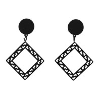 55698 Kolczyki czarna stal chirurgiczna ażurowe romby