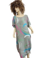 UNISONO Lniana SUKIENKA kieszenie 36/38