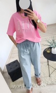 NOWY t-shirt oversize landrynkowy róż 34 XS