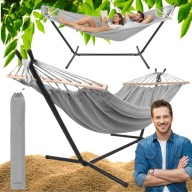 HAMAK OGRODOWY ZE STELAŻEM DWUOSOBOWYM STOJAK 250KG FOTEL KOKON ŻELAZNY DOM